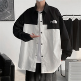 2025春装印花拼色长袖衬衫男潮流休闲衬衣C209P50，男装衬衫，电商C323