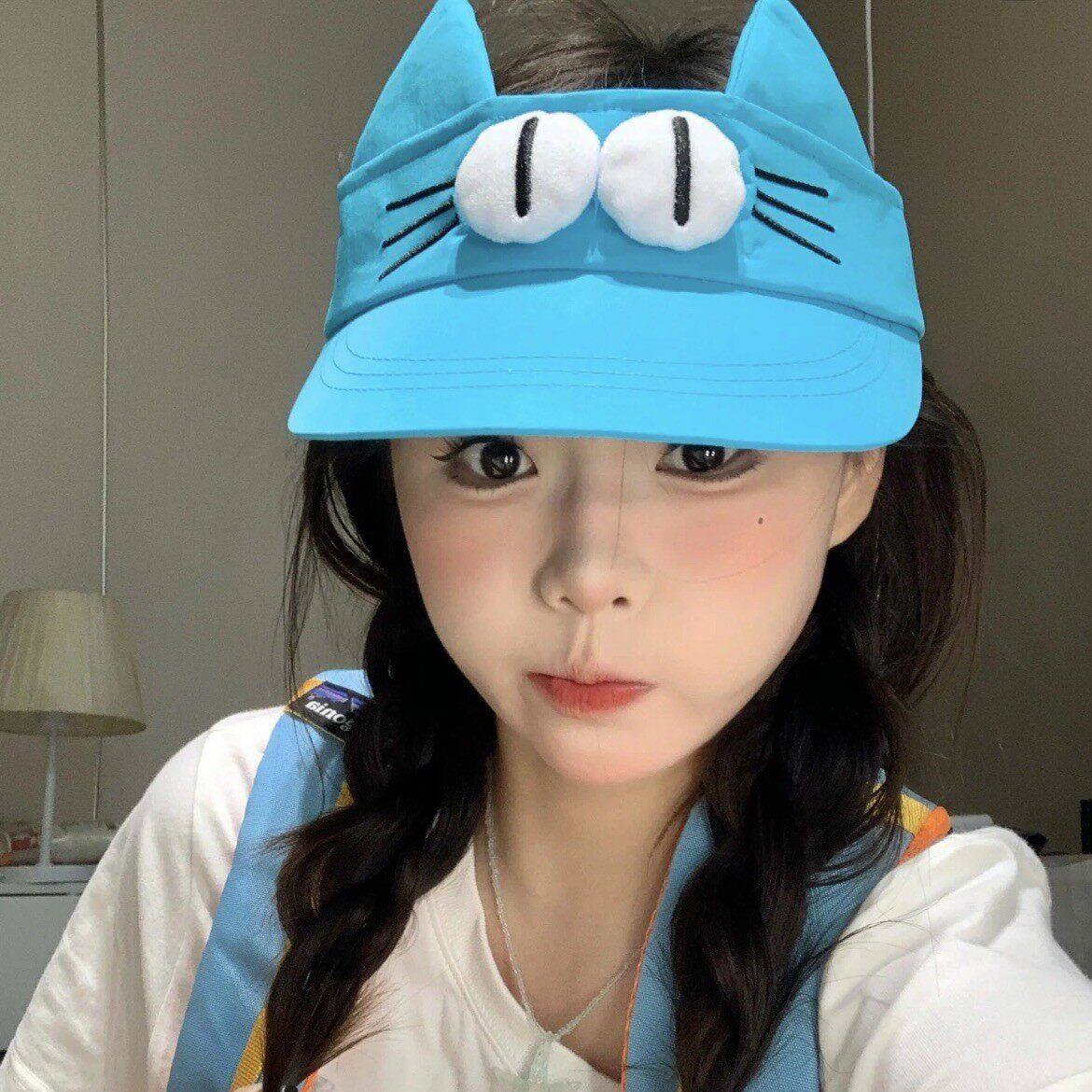 空顶帽子小出游防晒可爱脸女夏显ins大眼仔风原创日系遮阳帽户外