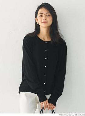 日系外单 针织开衫圆领通勤女装软软手感长袖开衫24130