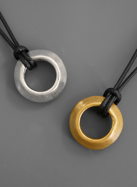 HABI同款大圆环项链复古做旧沙丘粗野派个性轻奢简约长款圆环项链