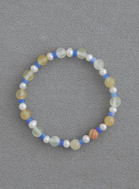 WP*家海盐太妃糖串珠手链 新中式气质简约米黄玉淡水珍珠串珠