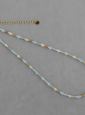 SOA*家盎然系列流珠项链 新中式国风简约董生活冰蓝橘光流锁骨链