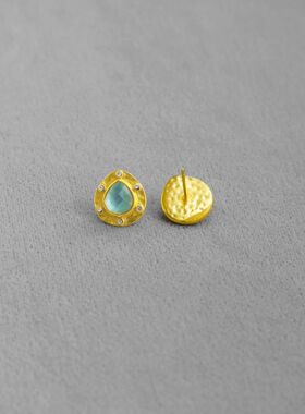 夏季新款小清新水滴耳钉 淡雅精致气质高级感水绿色水滴贝壳耳钉