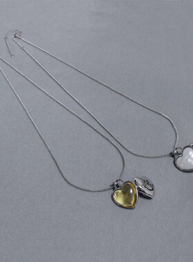 联名款笑脸项链 25年春季新轻奢小众双面爱心盒子招财爱心锁骨链