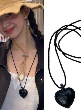 fever同款爱心项链 爆款复古轻奢时尚立体爱心大桃心可调节锁骨链