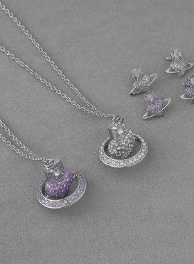 西太后新款不规则爱心项链经典款爆款高级感地球仪爱心耳钉锁骨链