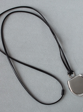 复古盒子吊坠项链 HABI同款素银色皮绳长毛衣链月光宝盒吊坠项链