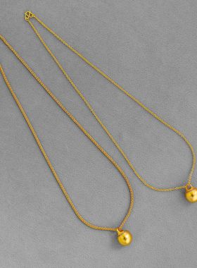 小红薯夏季爆款金珠项链 25年新款简约气质小众磨砂感圆球锁骨链