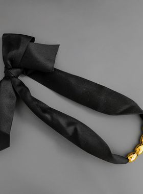 TS家Echo系列金色锤纹腈纶丝带项链设计时尚高级感多戴法礼服项链