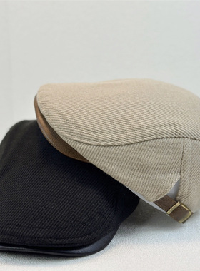 新款秋冬英伦风复古前进帽大头围显脸小时尚简约文艺鸭舌帽休闲