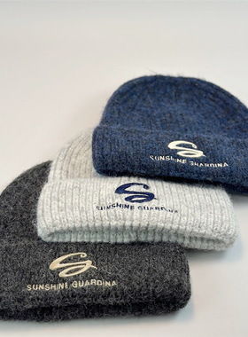 韩版户外保暖字母刺绣针织包头冷帽秋冬新款大头围显脸小毛线帽女