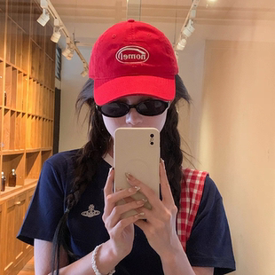 红色帽子大头围棒球帽女2025新款夏季大帽檐显脸小加大加深鸭舌帽