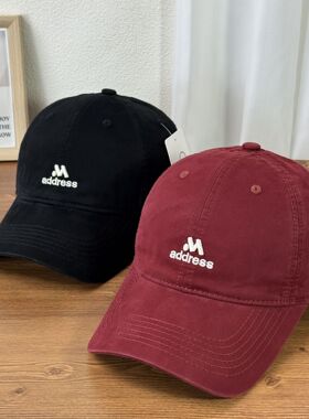 新款立体M字母刺绣棒球帽男女韩版百搭街头情侣软顶鸭舌帽显脸小