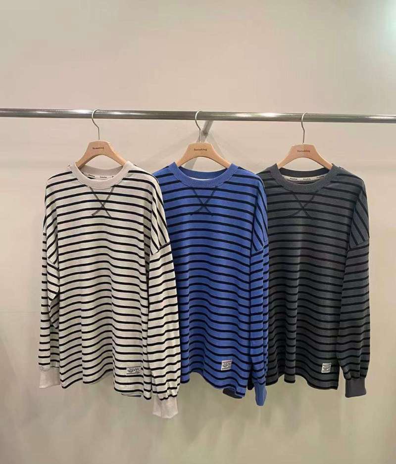 韩国东大门remaking2025新款时尚百搭条纹长袖T恤