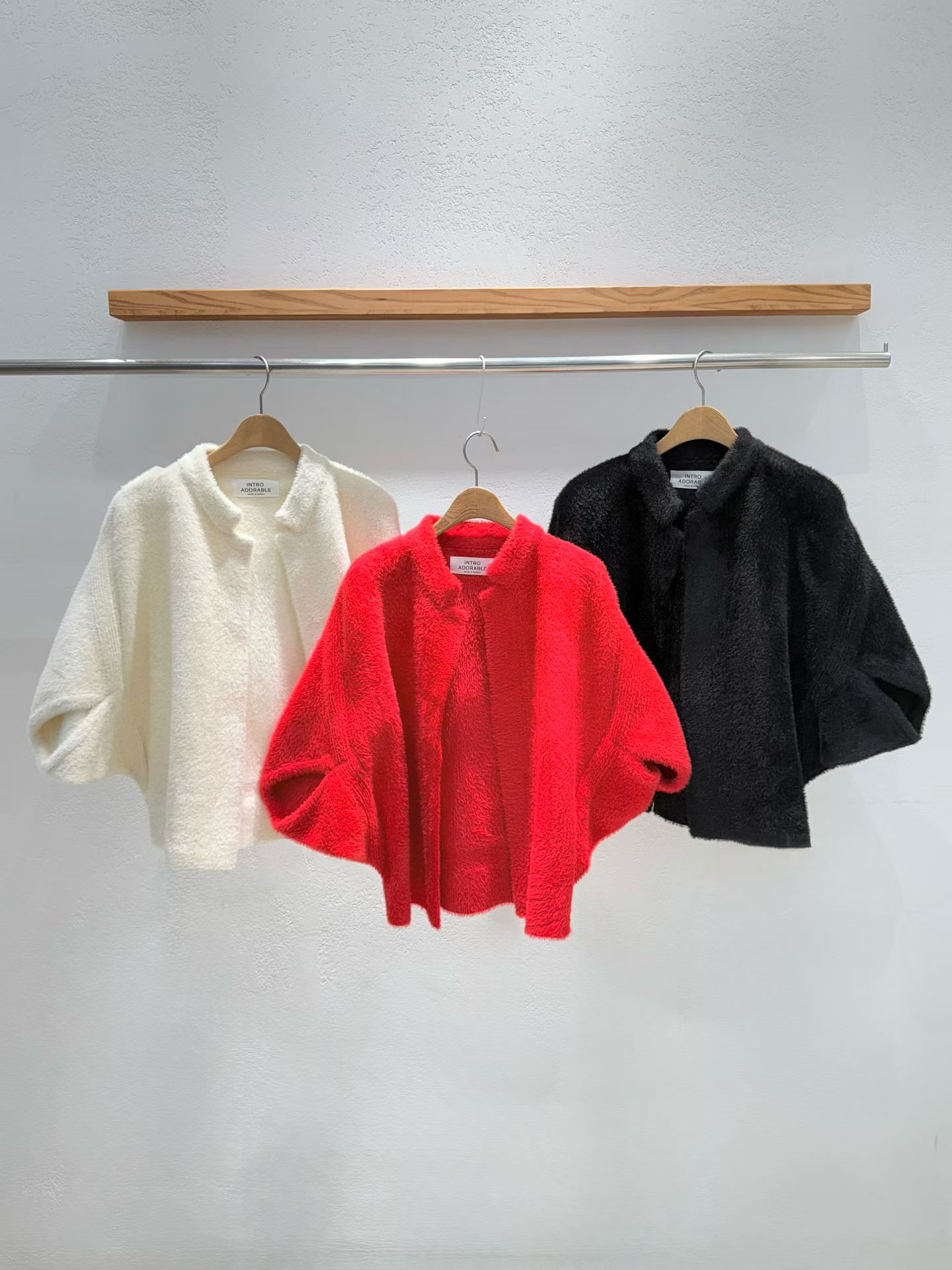 韩国东大门2025冬季新款INTRO时尚百搭翻领短袖毛绒外套