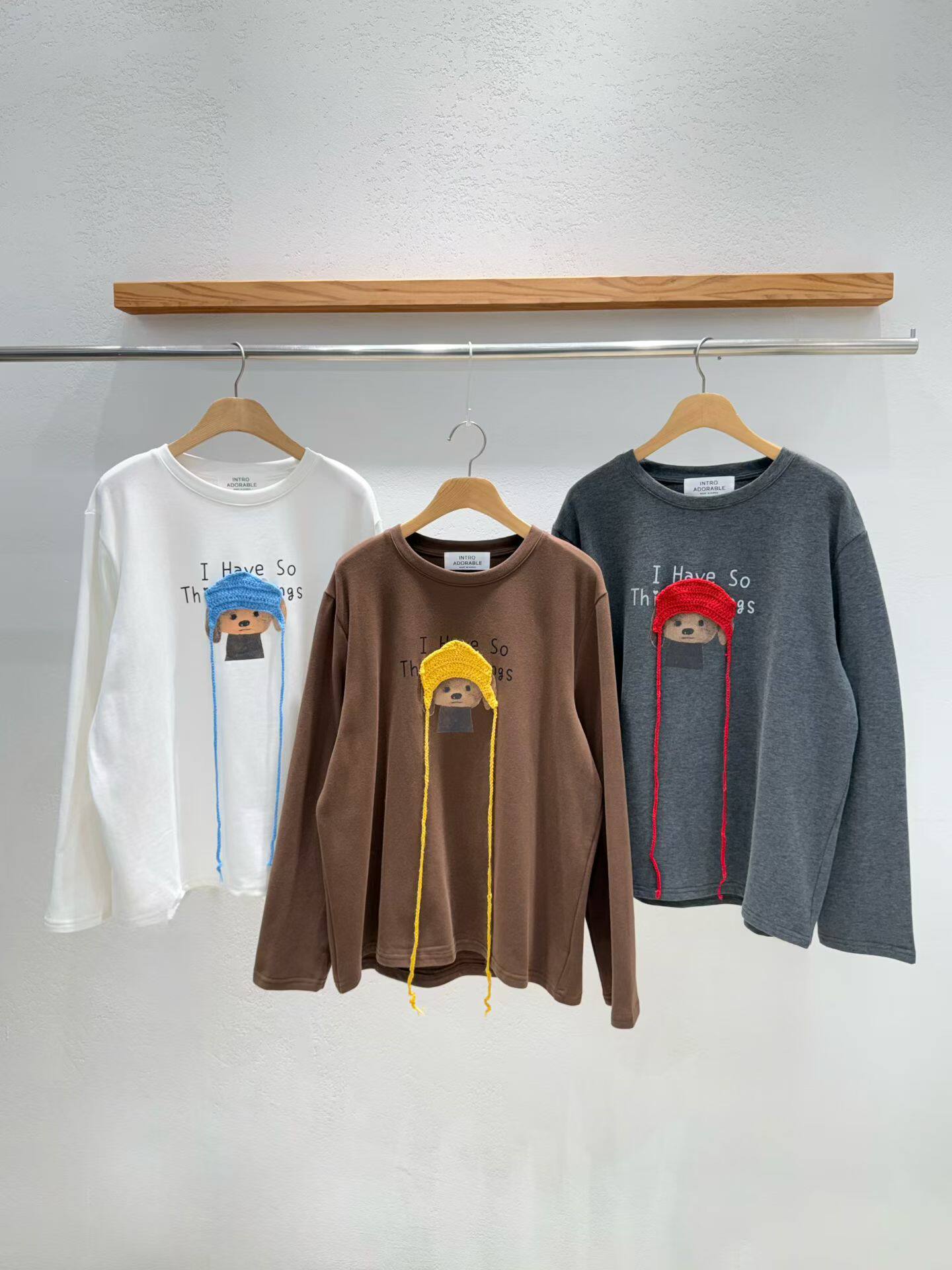 韩国东大门2026春季新品INTRO时尚卡通图案长袖T恤