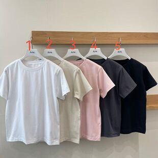 韩版 韩国东大门2026春季 新款 are T恤 简约休闲显瘦纯色圆领短袖