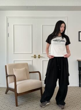 韩国东大门代购2026夏新品sienne 插肩袖圆领字母短袖T恤