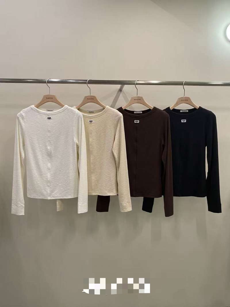 韩国东大门代购2025冬新款remaking园林小标时尚长袖T恤上衣