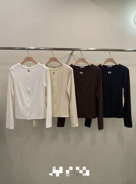 韩国东大门代购2025冬新款remaking园林小标时尚长袖T恤上衣