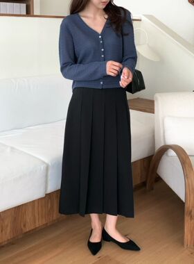 韩国东大门2026春季A POINT时尚百搭V领针织开衫