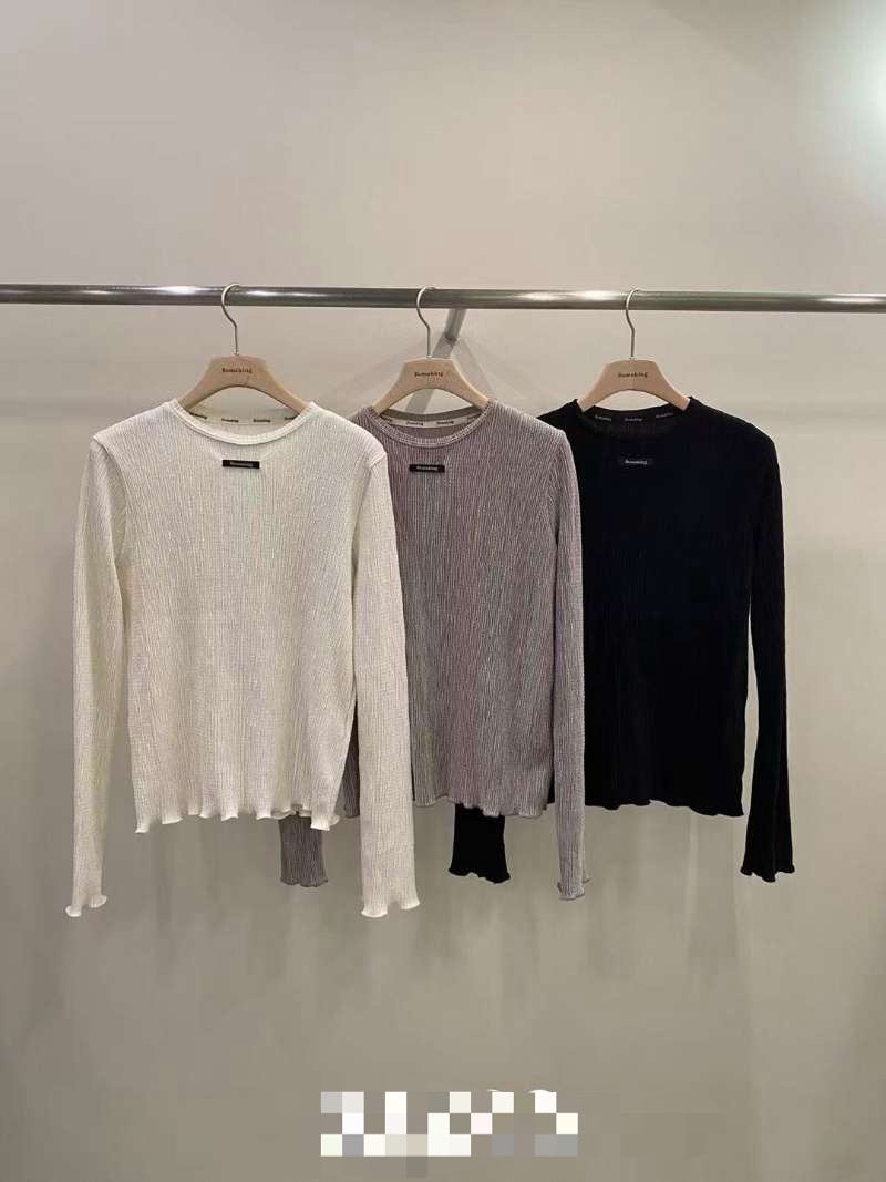 现韩国东大门2025冬季新品remaking纯色百搭圆领修身打底衫T恤