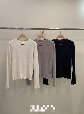 现韩国东大门2025冬季新品remaking纯色百搭圆领修身打底衫T恤