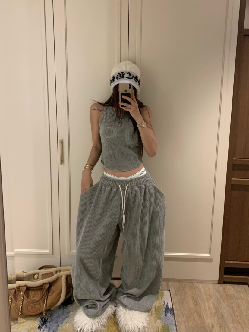 韩国东大门2025冬季新品VIRKIN时尚百搭背心+休闲裤套装