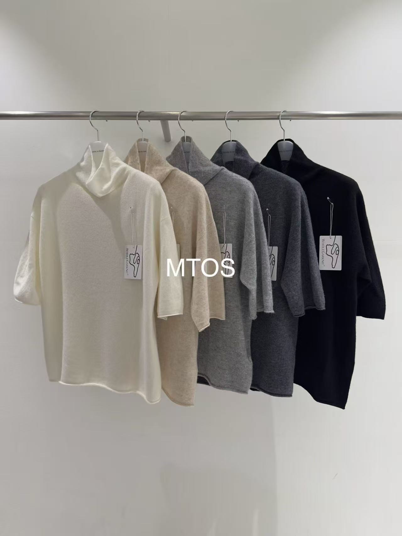 韩东大门2025冬Monday To Sunday半高领中袖T恤女绵羊毛纯色软糯