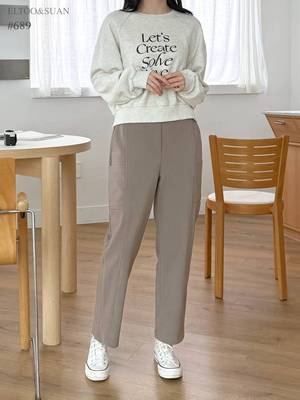 韩国东大门2025冬季新款eltoo suan时尚百搭松紧腰休闲裤女689