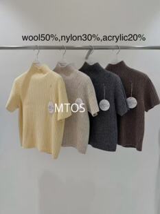 韩国东大门2025冬新款Monday To Sunday时尚半高领短袖针织衫