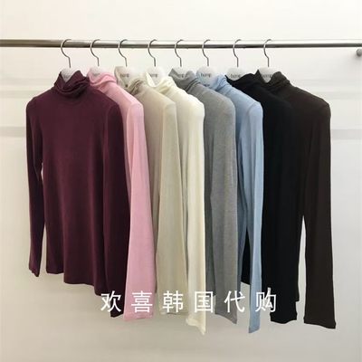现韩国东大门2025秋新品hemp-P简约休闲日常百搭纯色高领打底上衣