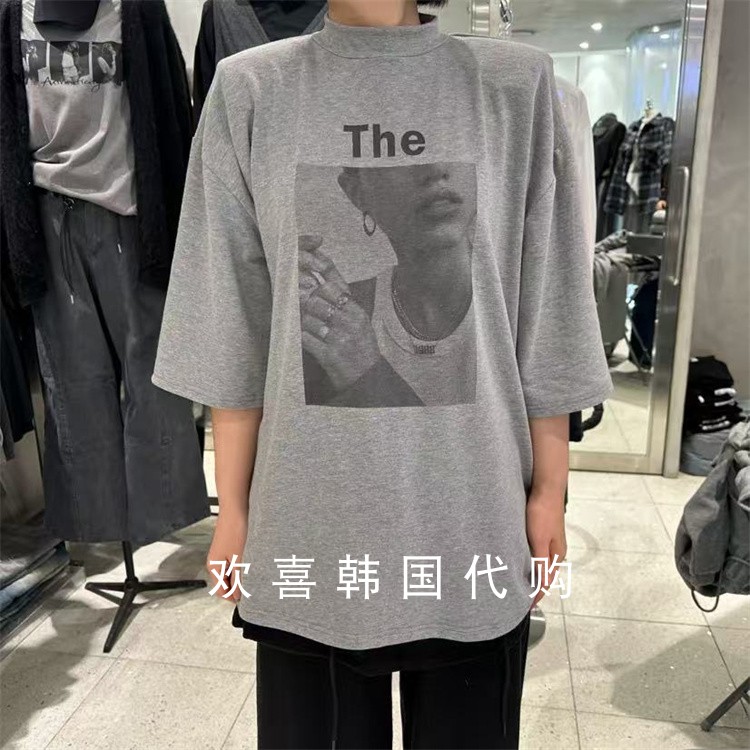 韩国东大门2025冬季新品hertz创意个性宽松日常百搭休闲中袖T恤