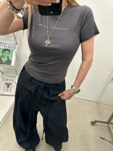韩国东大门2026春季新品hertz时尚百搭圆领字母短袖T恤