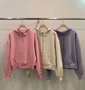 韩国东大门代购2026春新品Remaking 小标连帽纯色宽松卫衣