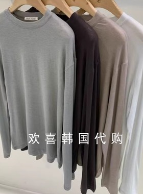 韩国东大门2025秋季新品SELECT MARKET简约圆领纯色百搭长袖T恤