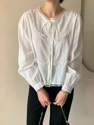 韩国东大门2026春新款cobalt blue时尚百搭甜美长袖衬衫