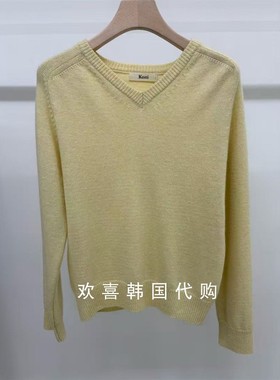 韩国东大门2025秋季新品KONI简约净版纯色V领软糯宽松长袖针织衫