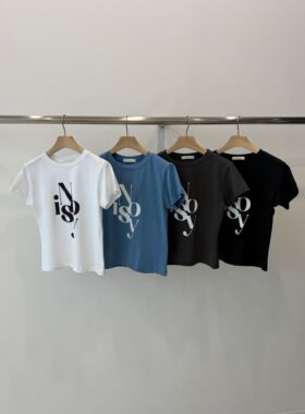 韩国东大门代购2026夏季新款sienne 圆领字母修身短袖T恤