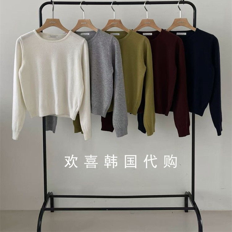 韩国东大门2025秋季新品3 another简约净版纯色圆领长袖针织衫