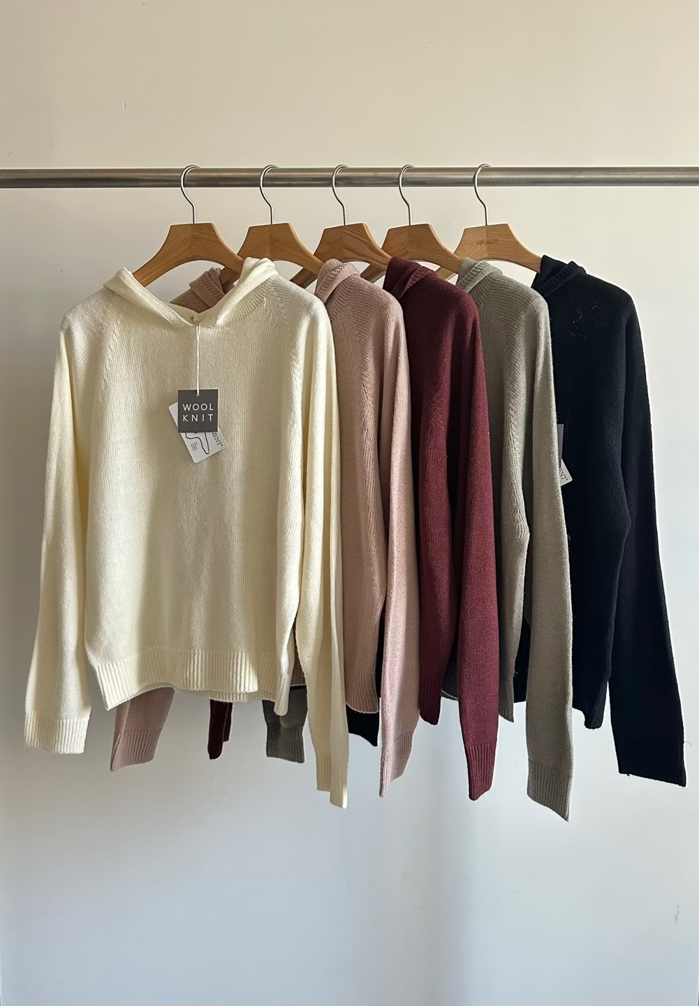 韩国东大门代购2025秋冬新款valuable 连帽纯色毛衣