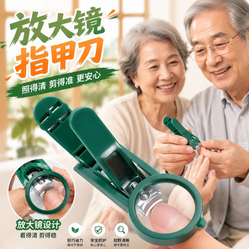 指甲刀老年人专用带放大镜家用指甲剪防飞溅多功能大号修脚指甲钳