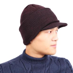 老年帽子男款骑车防风帽大头围毛线帽冬天双层针织毛线连体套头帽