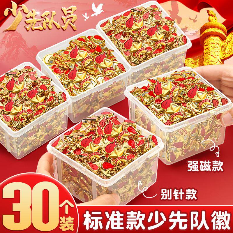 30个标准少先队队徽安全别针款新款小学生少先队员标志专用徽章校徽胸牌中国先锋队大号胸针磁扣式红领巾