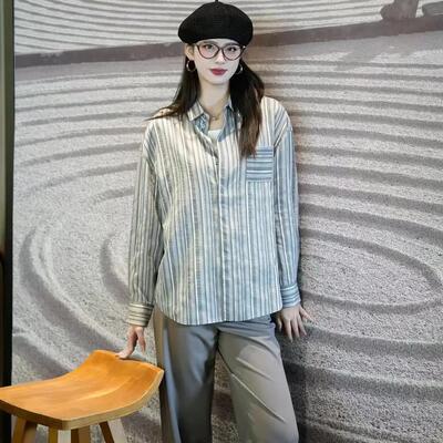 阿玛施2026春秋条纹衬衫