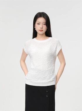 阿玛施女装正品商场同款2026新款圆领肌理感短袖针织衫T恤138111