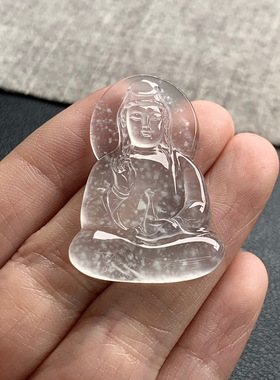 天然A货缅甸翡翠 雪花棉观音 尺寸 : 35.4-24.9-4.2