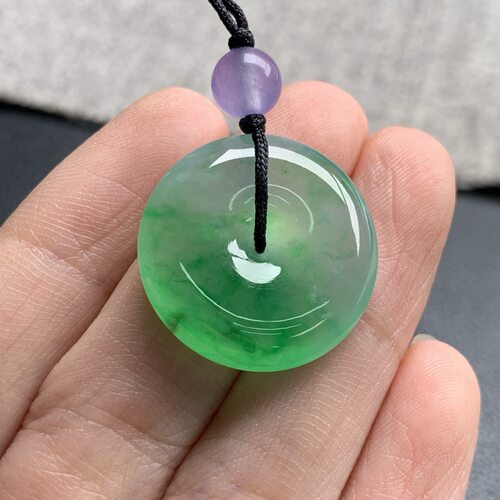 天然A货缅甸翡翠 平安扣 尺寸 : 21.4-4.9