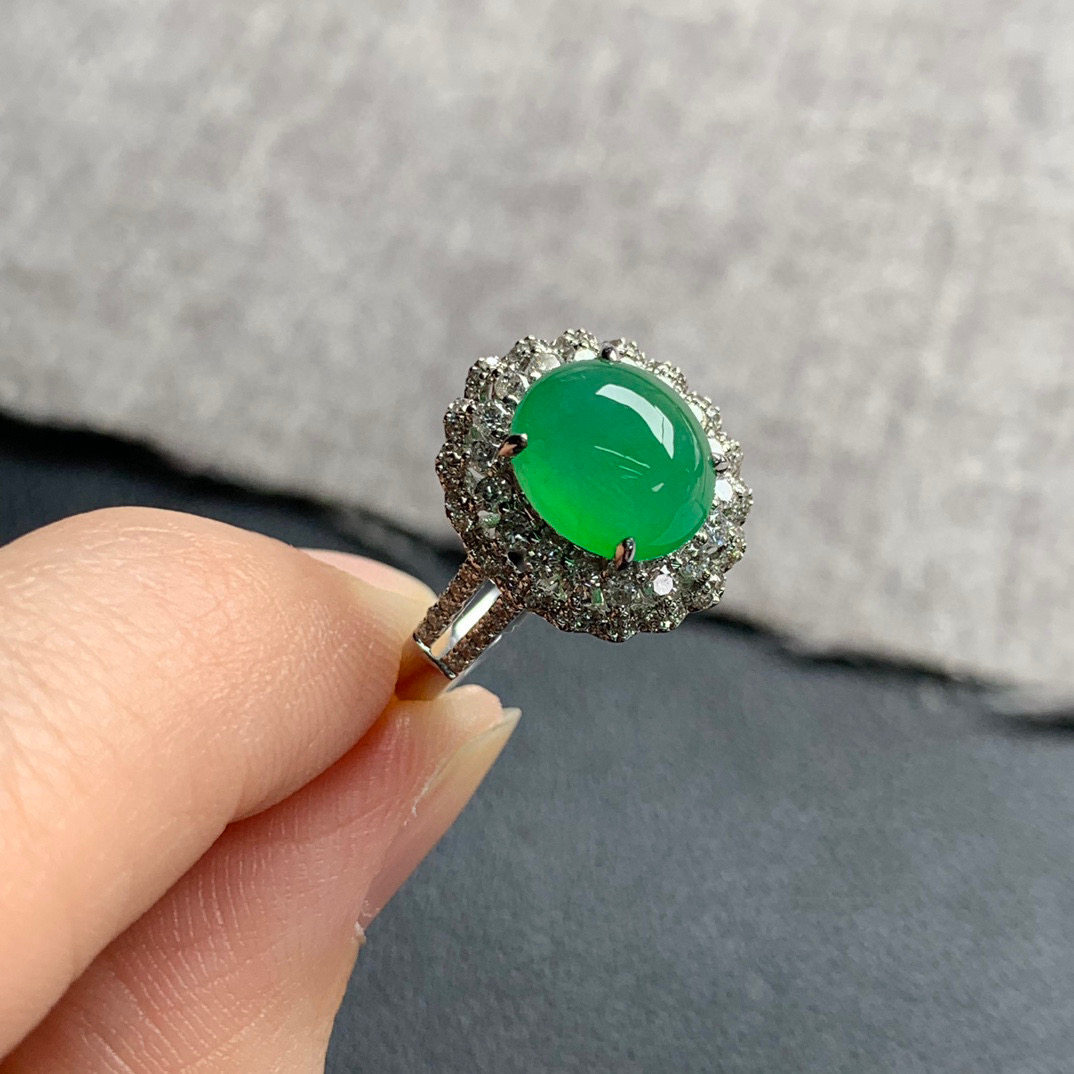 天然A货缅甸翡翠 蛋面戒指整体14-13-9.7裸石8.9-7.6-4.6圈口12.5,珠宝/钻石/翡翠,戒指/指环,淘宝优惠券,粉丝福利购,淘宝优惠卷