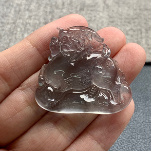 34.6 天然A货缅甸翡翠 尺寸 4.5 黑冰麒麟